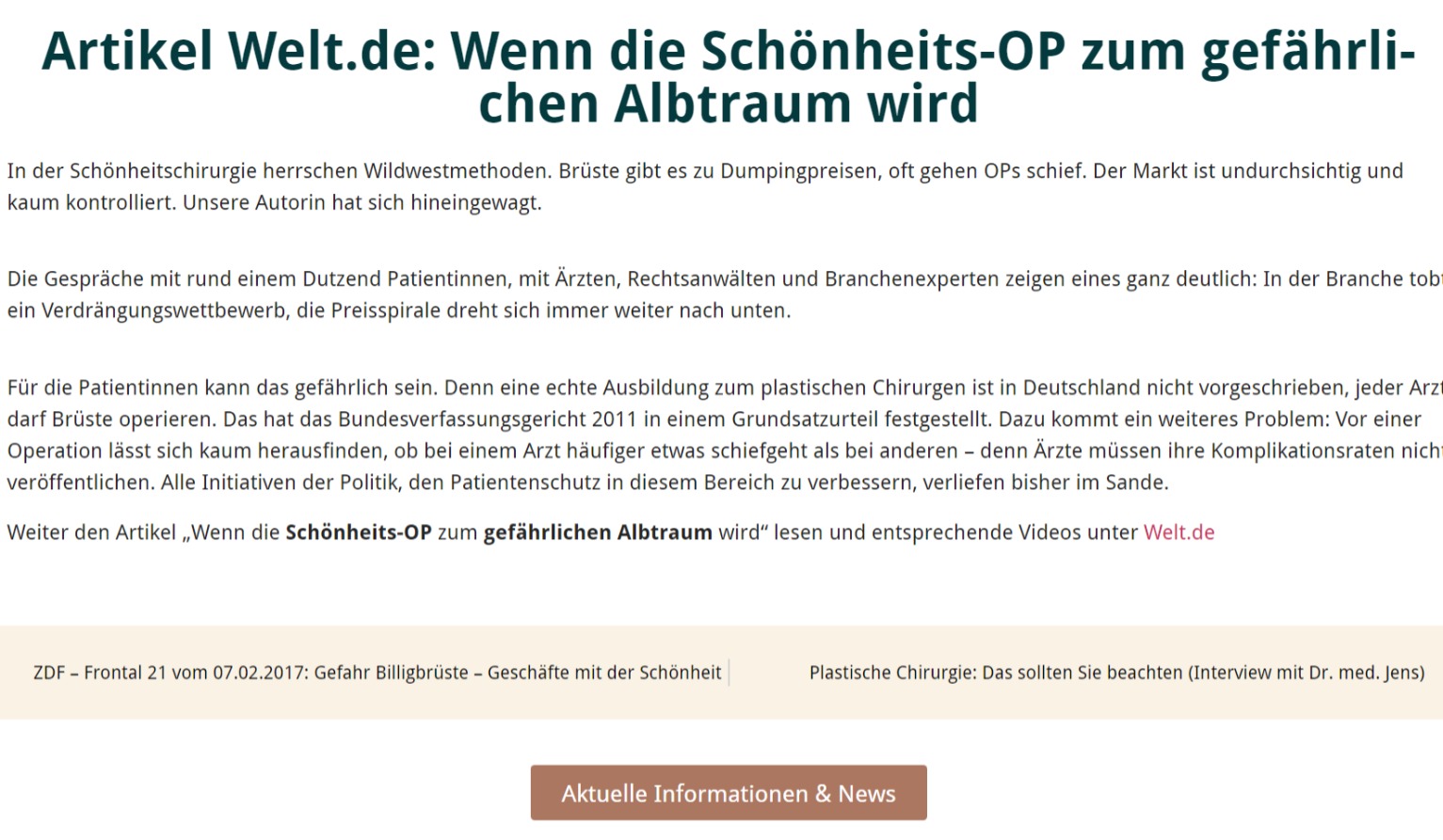 Wenn die Schönheits-OP zum gefährlichen Albtraum wird