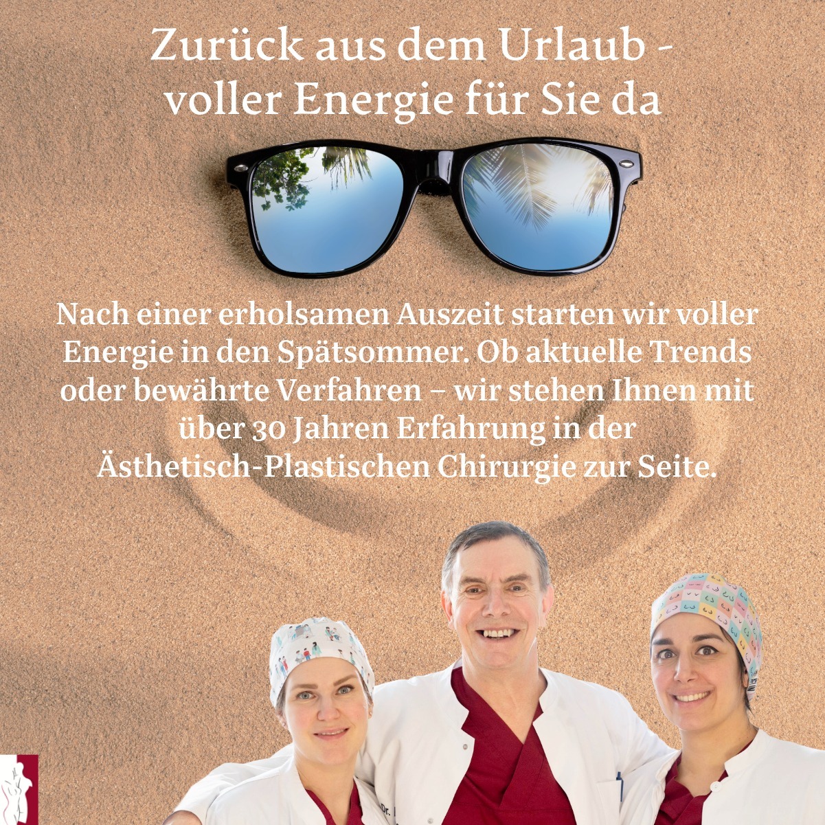 Unser Urlaub ist vorbei – Wir sind wieder für Sie da!Nach einer erholsamen Auszeit starten wir voller Energie in den Spätsommer.
Ob aktuelle Trends oder bewährte Verfahren – wir stehen Ihnen mit über 30 Jahren Erfahrung in der Ästhetisch-Plastischen Chirurgie zur Seite.💬 Ihre Fragen sind bei uns in besten Händen.
💎 Individuelle Beratung. Modernste Methoden. Natürlich schöne Ergebnisse.Ein herzliches Dankeschön an unsere Patientinnen und Patienten für die vielen positiven Google-Bewertungen – Ihre Wertschätzung motiviert uns jeden Tag aufs Neue! 🙏📅 Jetzt Termin vereinbaren und gemeinsam Ihre Wünsche verwirklichen.Wir freuen uns auf Sie! Ihre Fachärzte für Plastische und Ästhetische Chirurgie in der Domhof-Klinik in Aachen:Dr. Helge Jens, OÄ Dr. A. Nigl, OÄ Dr. D. Esser#domhofklinik #PlastischeChirurgie #Schönheitschirurgie #Ästhetik #NatürlichSchön #Patientenzufriedenheit #GoogleBewertungen #ErfahrungZählt #Facharzt #drnigl #dresser #drjens